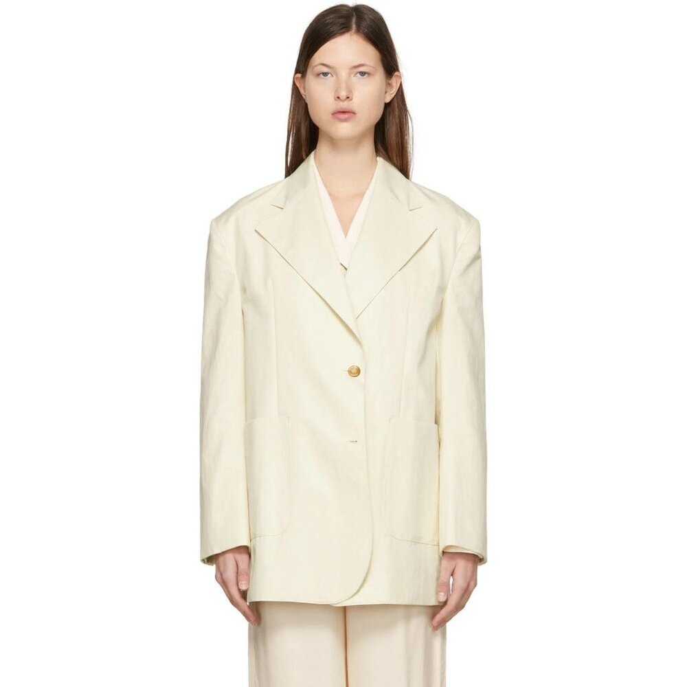 LOW CLASSIC Cotton Blazer Size S Womens Ivory Jacket $450